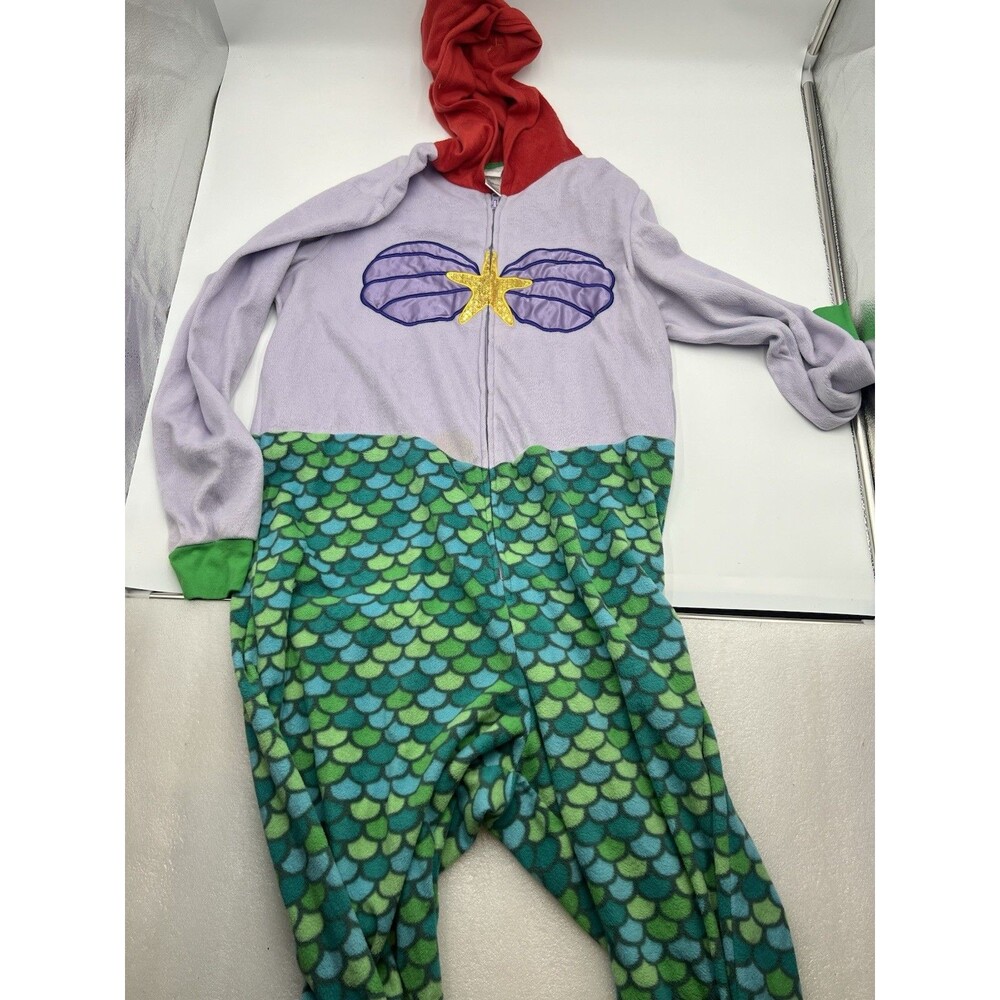 Disney Ariel Little Mermaid One Piece Fleece Hooded Zip Sleeper XL 16-18
